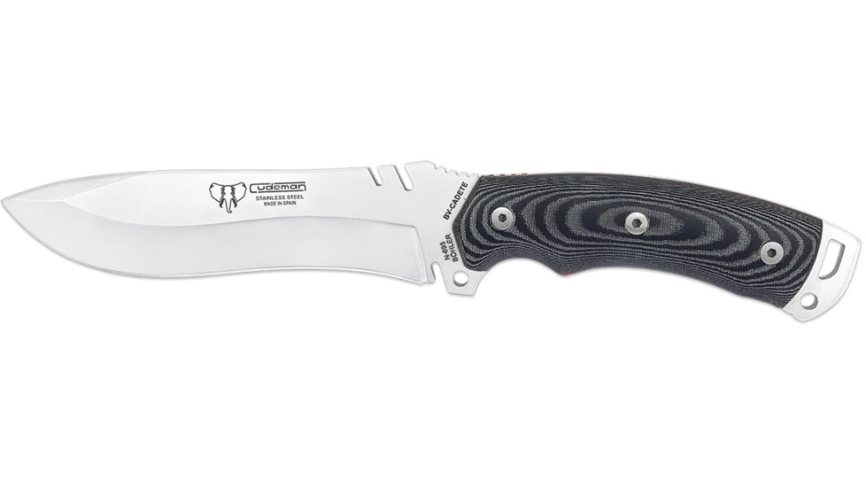 Cudeman 291 Quality Fixed Blade Knife, Bohler N-695, Black Micarta With Red Liners, 291-MC