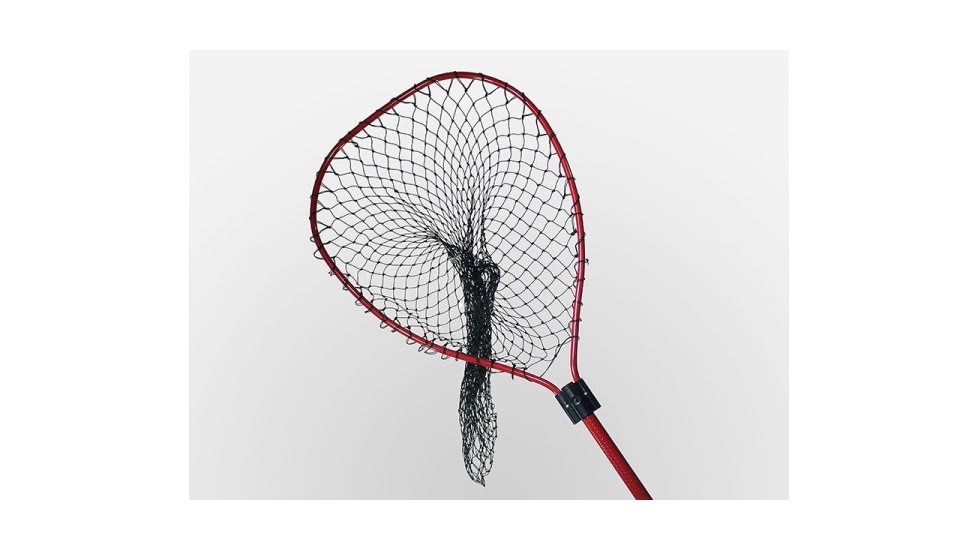 Cumings Red Boat Net- 21.5inX26in Bow, 1in Red Diamond Embossed Handle 36in Length, Super Heavy Poly Netting, Black, RED-SHPDS-3-SAW/3