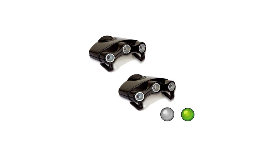 Cyclops Orion Hat Clip Light 3 LED 2 Pack w/ White and Green LEDS CYC-HC1WGPK