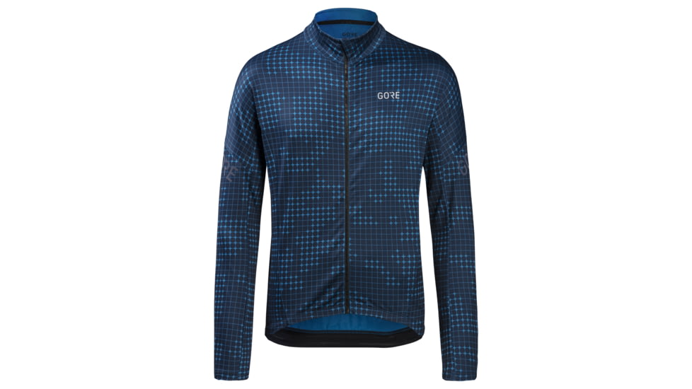 GOREWEAR Progress Thermo Grid Camo Cycling Jersey Mens in Sphere Blue/Orbit Blue Medium Slim fit 02E17713, 100909-AZAU-L