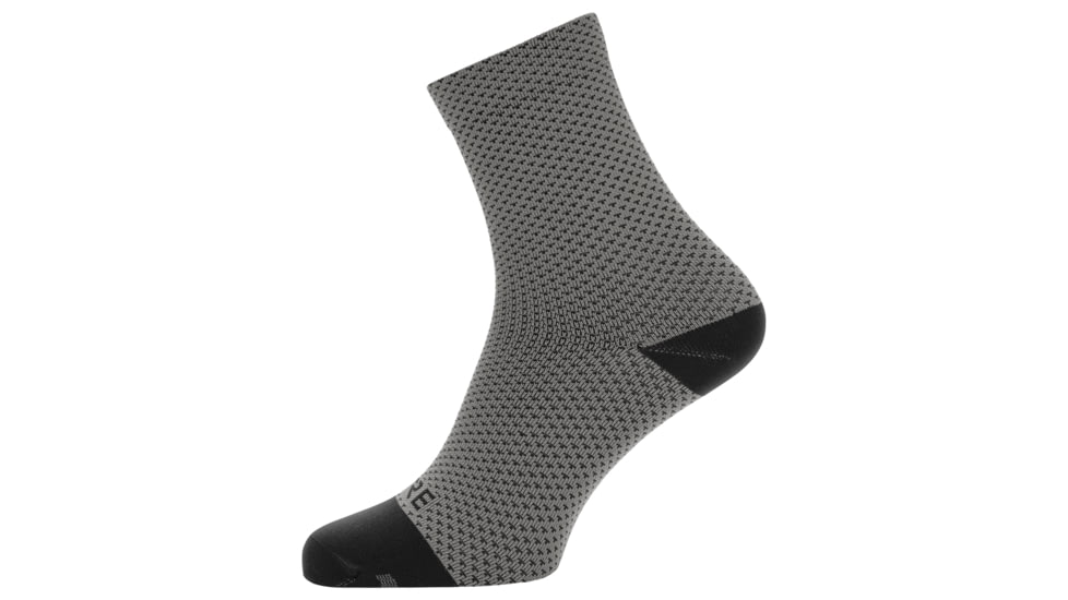 GOREWEAR C3 Dot Mid Socks in Graphite Grey/Black 6-7.5 Moisture Wicking 7421E116, 100260-9199-M