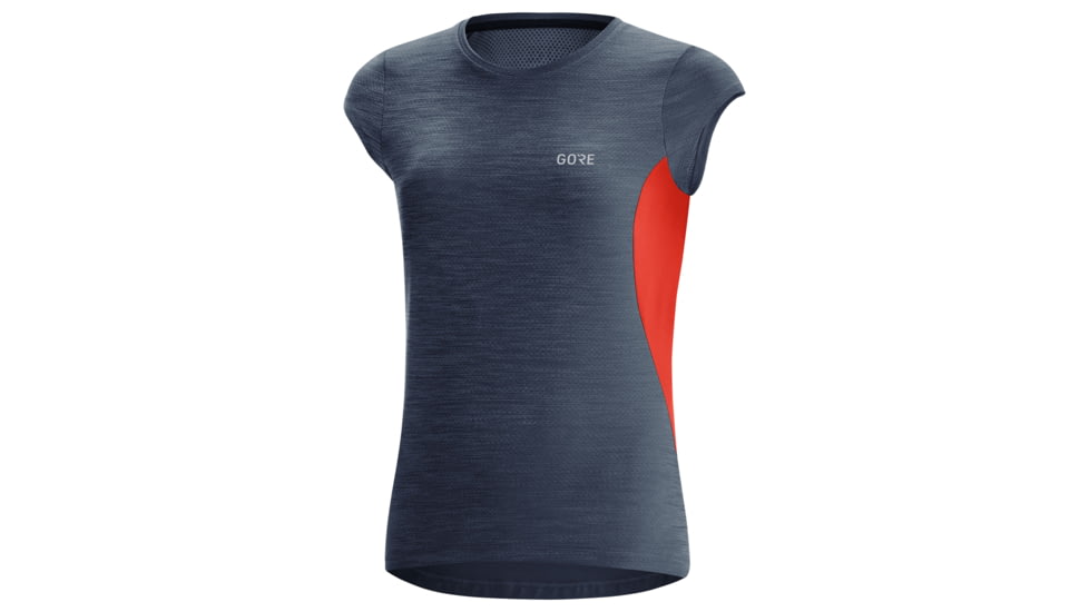 GOREWEAR R3 Womens Running Shirt in Orbit Blue/Fireball Medium 8-10 Regular fit 3DAD398D, 100611-AUAY-40