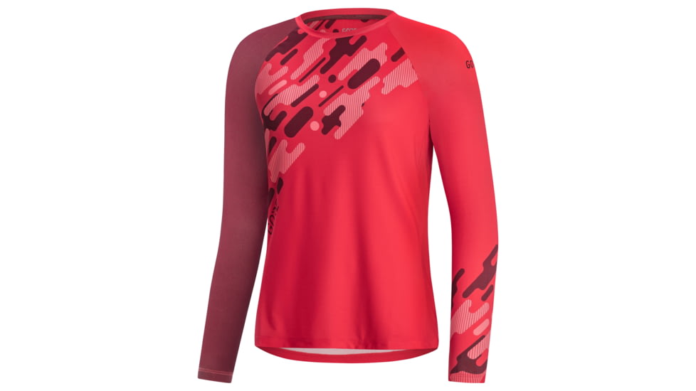 GOREWEAR C5 Womens Trail Long Sleeve Cycling Jersey in Hibiscus Pink/Chestnut Red Large 12-14 Regular fit 424B3871, 100606-AKAJ-42