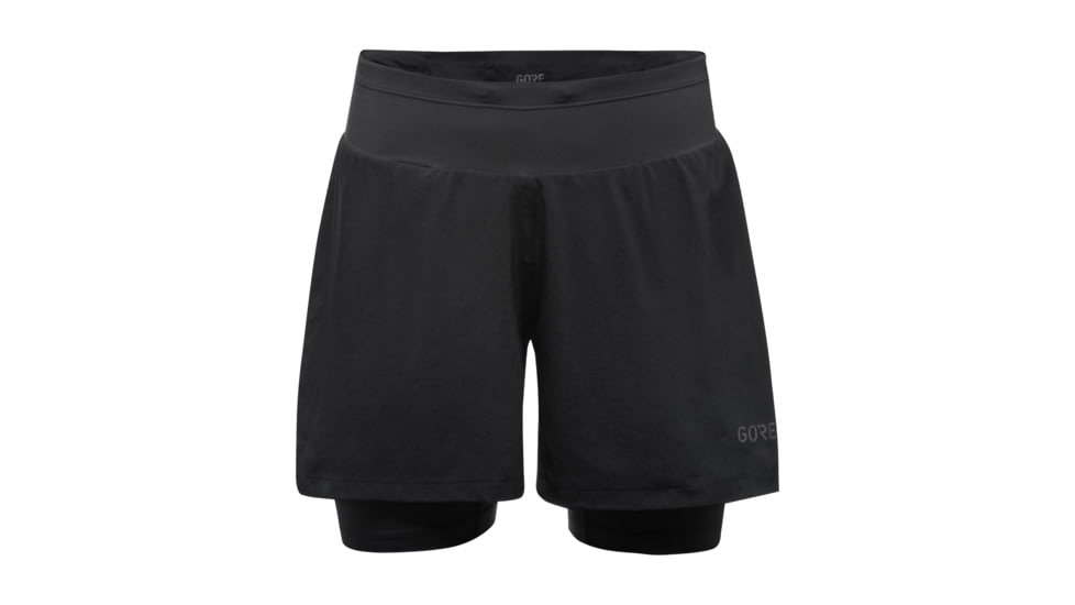 GOREWEAR R5 Womens 2in1 Running Shorts in Black Medium 8-10 Slim fit 96E544FD, 100623-9900-40