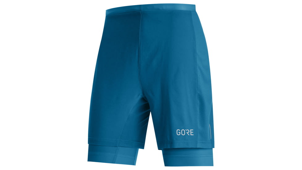 GOREWEAR Mens R5 2in1 Running Shorts in Sphere Blue Large Slim fit F018ED3A, 100621-AZ00-XL