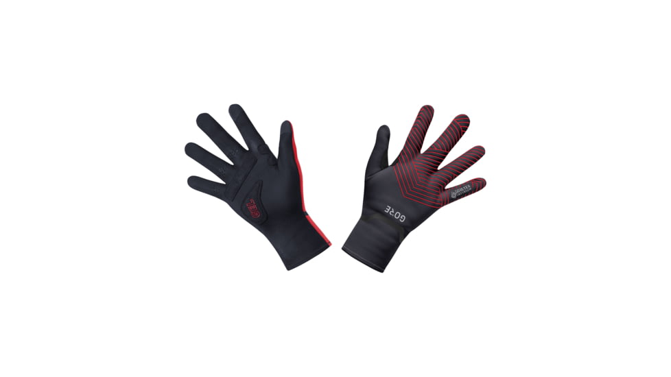 GOREWEAR C3 GORE-TEX INFINIUMTM Stretch Mid Gloves in Black/Red Small Windproof AE5E519B, 100520-9935-6