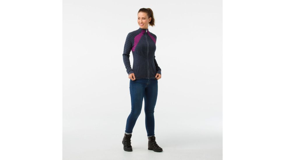 Smartwool Dacono Ski Full Zip Sweater-Women's, Dark Blue Steel Heather, Small, SW000315352-S