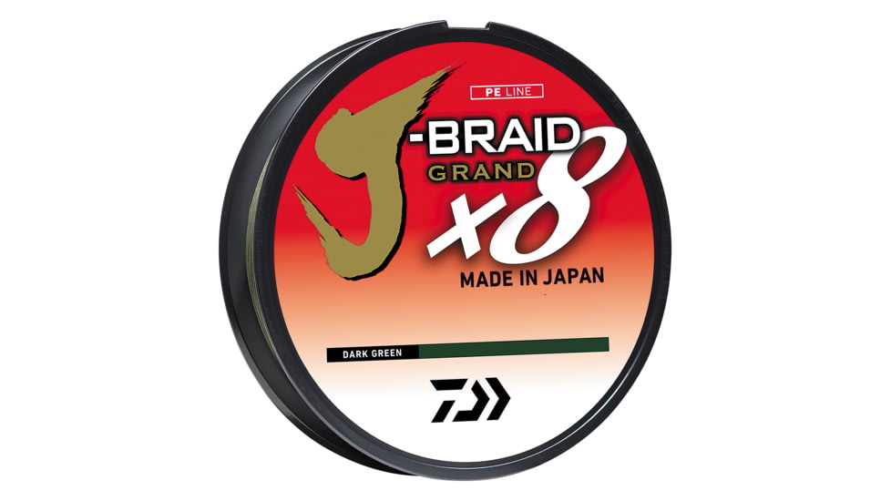 Daiwa J-Braid Grand 10#, 150yd spool dark green included with free braid scissors included in package, JBGD8U10-150DG-LC