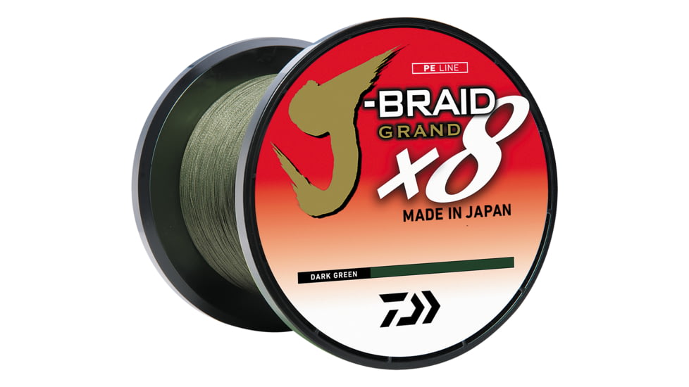 Daiwa J-Braid x8 Grand Braid Line w/Bulk Spool, 3000yds, 80lb, Dark Green, JBGD8U80-3000DG
