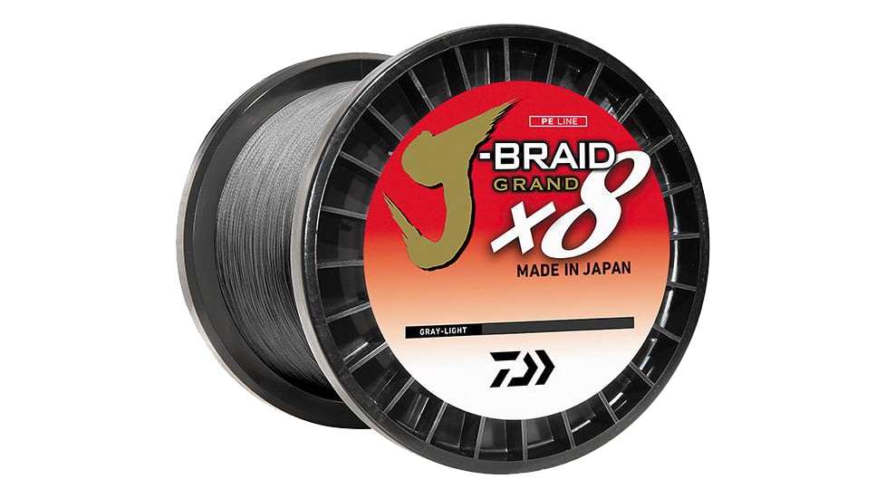 Daiwa J-Braid x8 Grand Braid Line w/Bulk Spool, 3000yds, 8lb, Gray Light, JBGD8U8-3000GL