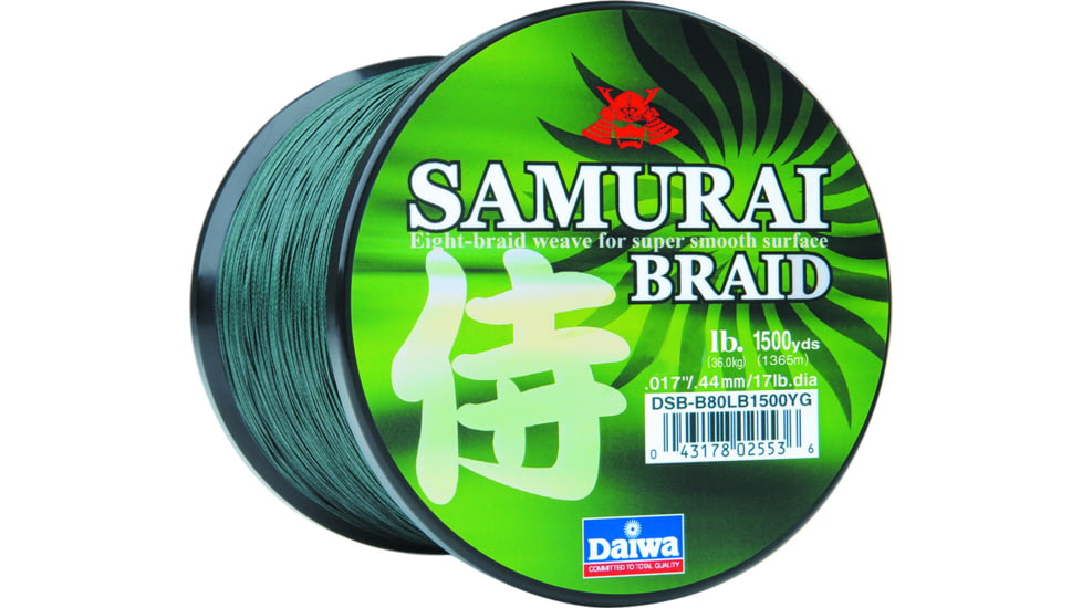 Daiwa Samurai Braid Line w/Filler Spool, 55lb, 1500yd, Green, DSB-B55LBG