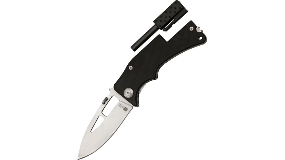 Dajo Element Folding Survival Folding Knife,Stainless Blade, Black G10 Handle DJ00920