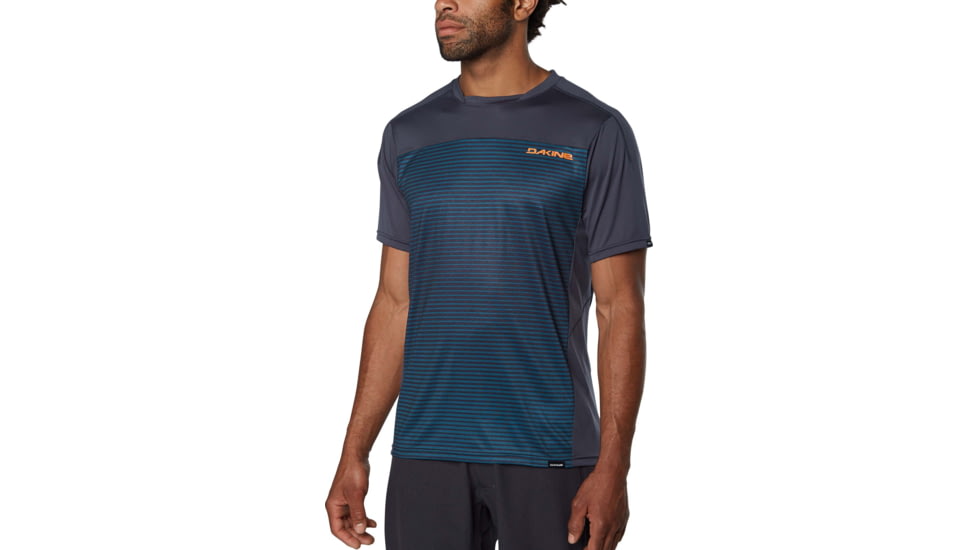 Dakine Syncline Short Sleeve Jersey, Slate Blue Stripe, Small, 10002232-SLATEBLUST-S