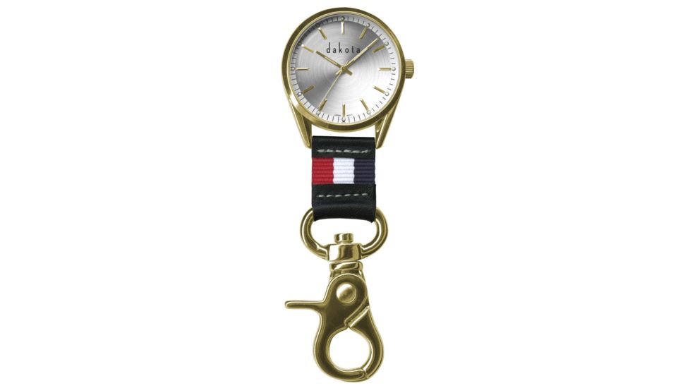 Dakota Watches Classic Dress Clip Watch, Genuine Leather/Nylon Fob, Gold 4014375