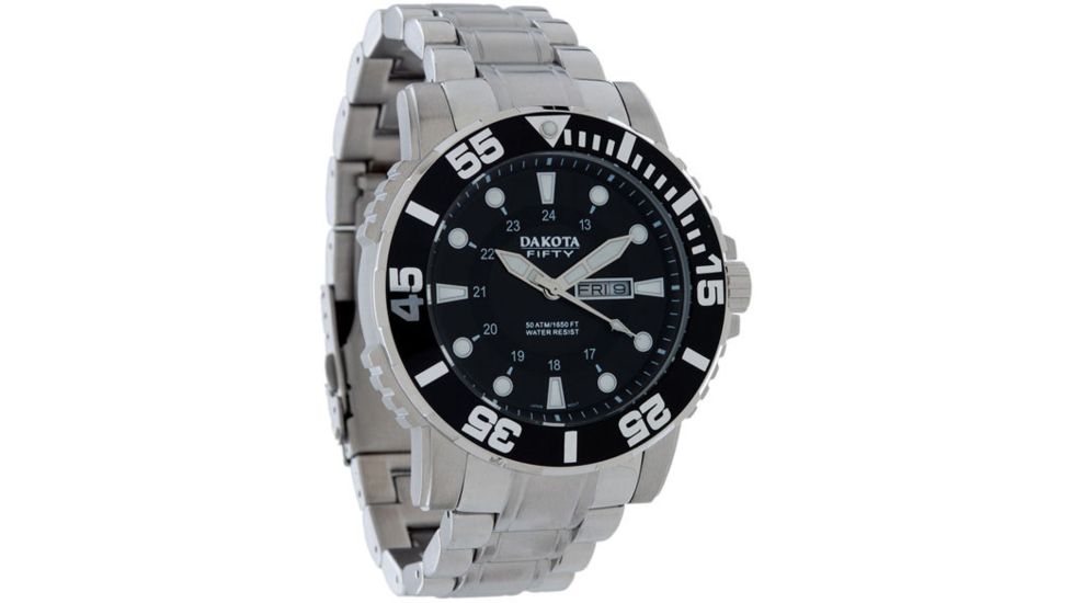 Dakota Watches Dakota Fifty, Black Sunray Dial, Steel Bracelet 5744-8