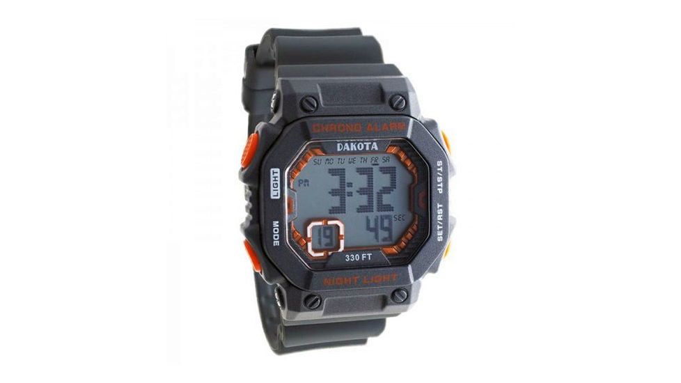 Dakota Watches Dakota Midsize Square Digital Moonglow, Grey/Orange, Grey/Orange, Plastic, silicone, 5 Year Limited Warranty, DAK-01619
