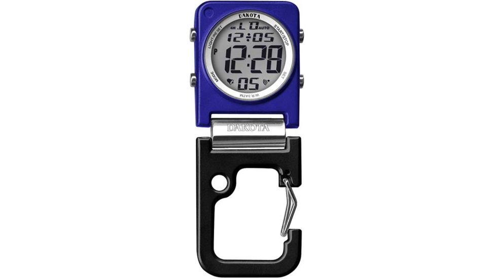Dakota Watches Digiclip Square Watch,Blue Case w/Sandblasted Aluminum Carabiner 3092-7