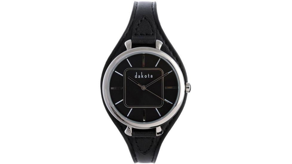 Dakota Watches Midsize Colorful Leather, Black Dial, Black Leather Band 3027-3