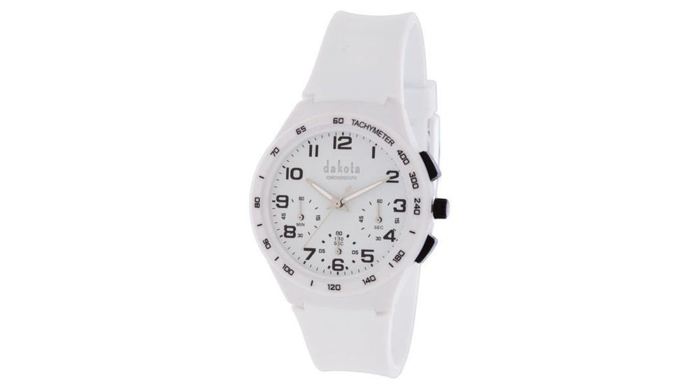 Dakota Watches Plastic Chrono, White Dial/Case/Soft PV Strap, NO 2082-7