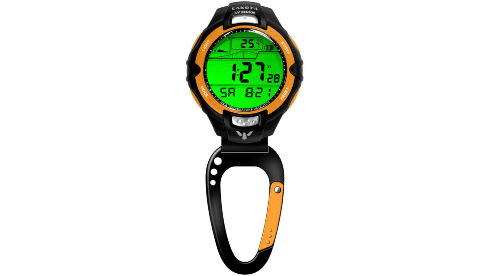 Dakota Watches UV/Temp Sensor Clip, Orange Bezel, Carabineer Clip 7546-6