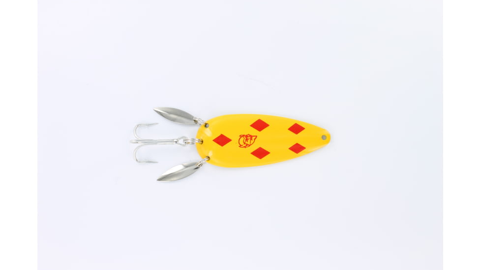 Dardevle Dardevlet Klicker Spoon, 2 7/8in, 3/4oz, Yellow/Red Diamonds, Brass Back, 2717