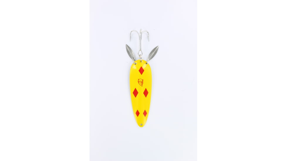 Dardevle Dardevlet Klicker Spoon, 3 5/8in, 1oz, Yellow/Red Diamonds, Brass Back, 2617