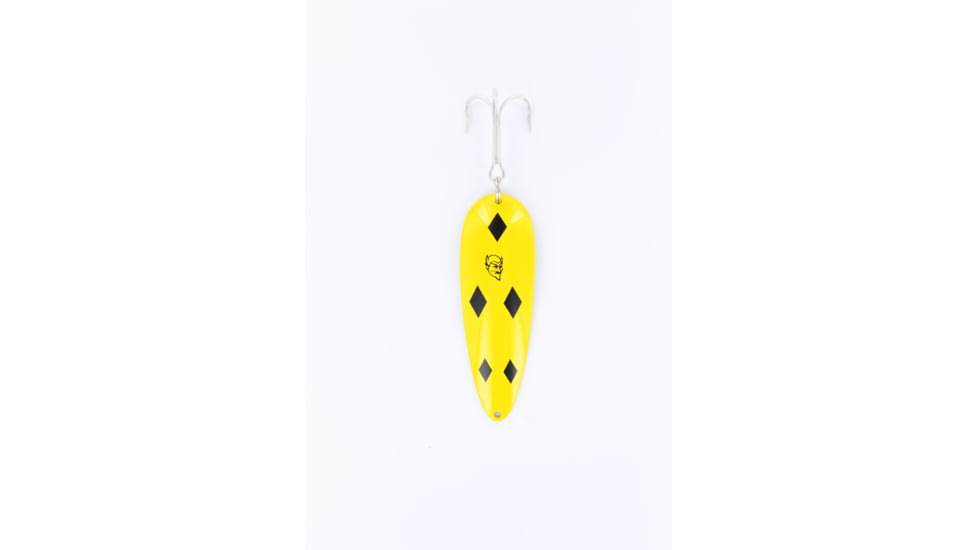 Dardevle Dardevlet Spoon, 3 5/8in, 1oz, Yellow/Black Diamonds, Brass Back, 53