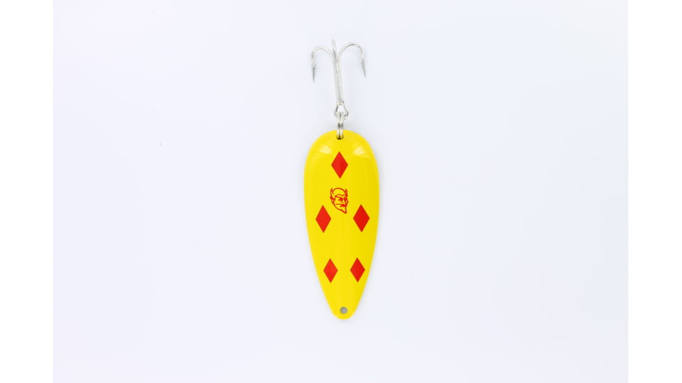 Dardevle Dardevlet Spoon, 3 5/8in, 1oz, Yellow/Red Diamonds, Brass Back, 17