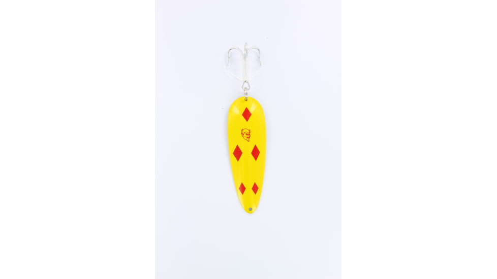 Dardevle Dardevlet Spoon, 3 5/8in, 1oz, Yellow/Red Diamonds Brass Back, 17PWG