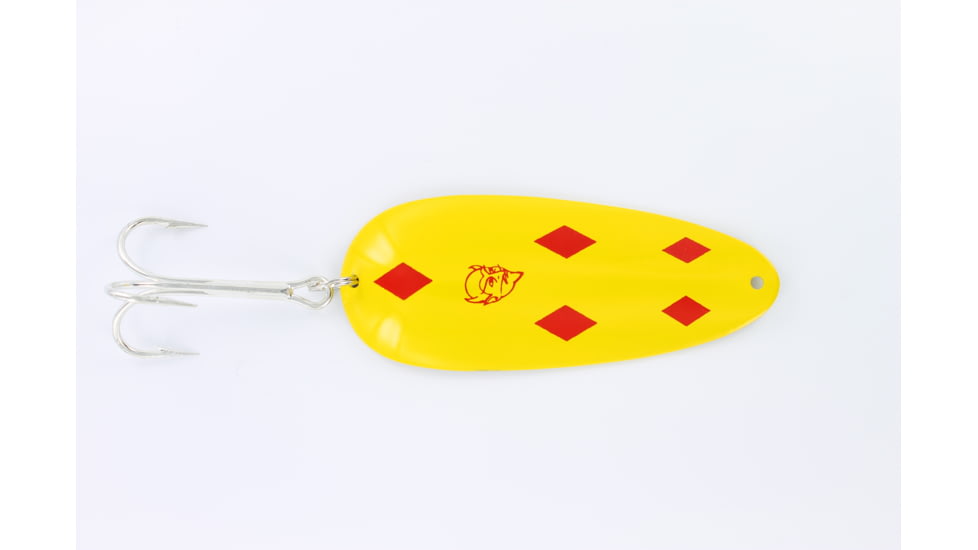 Dardevle Huskie Junior Hd Spoon, 4 1/2in, 2oz, Yellow/Red Diamonds, Brass Back, 717