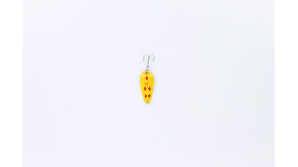Dardevle Lilft Devle Spoon, 1 1/8in, 1/8oz, Yellow/Red Diamonds Brass Back, 1317