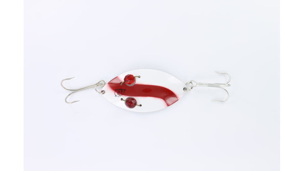 Dardevle Red Eye Spinning Wiggler Spoon, 2in, 1/4 oz, Red/white Stripe, Nickel Back, 8841