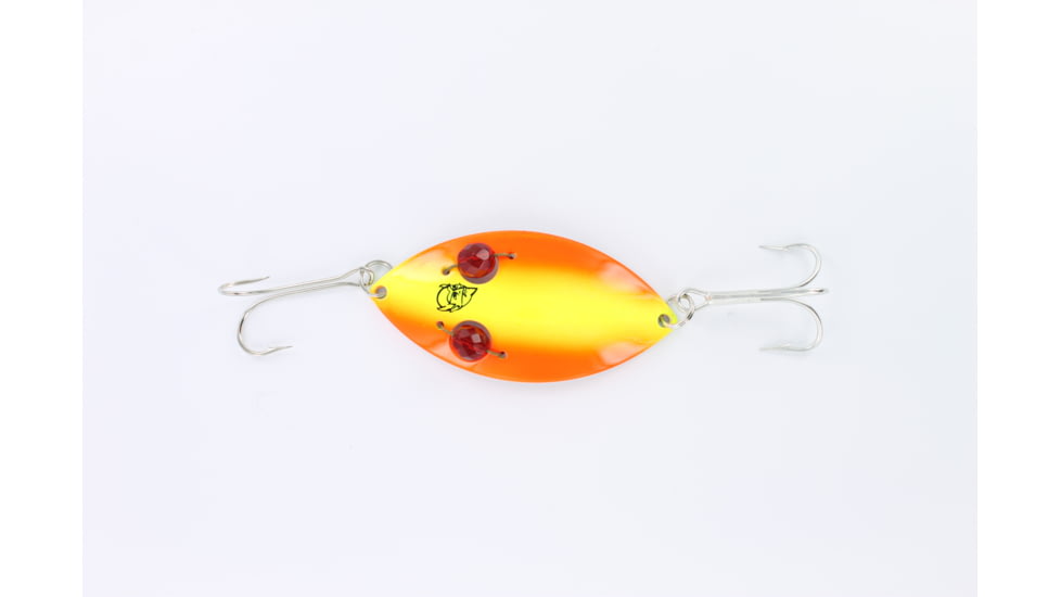 Dardevle Red Eye Wiggler Spoon 3in, 1oz, Chartreuse/Orange Stripe Nickel Back, 8871