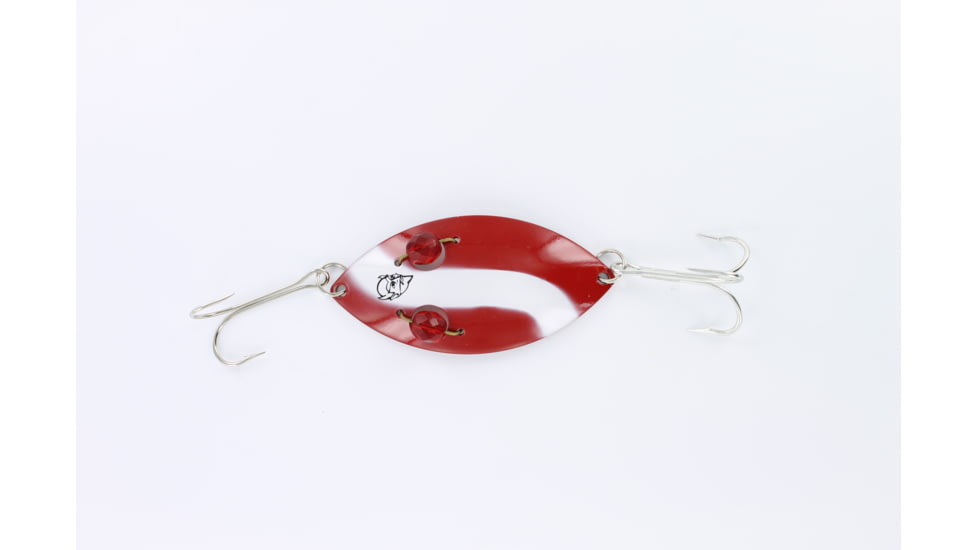 Dardevle Red Eye Wiggler Spoon 3in, 1oz, Red/white Stripe, Nickel Back, 8816