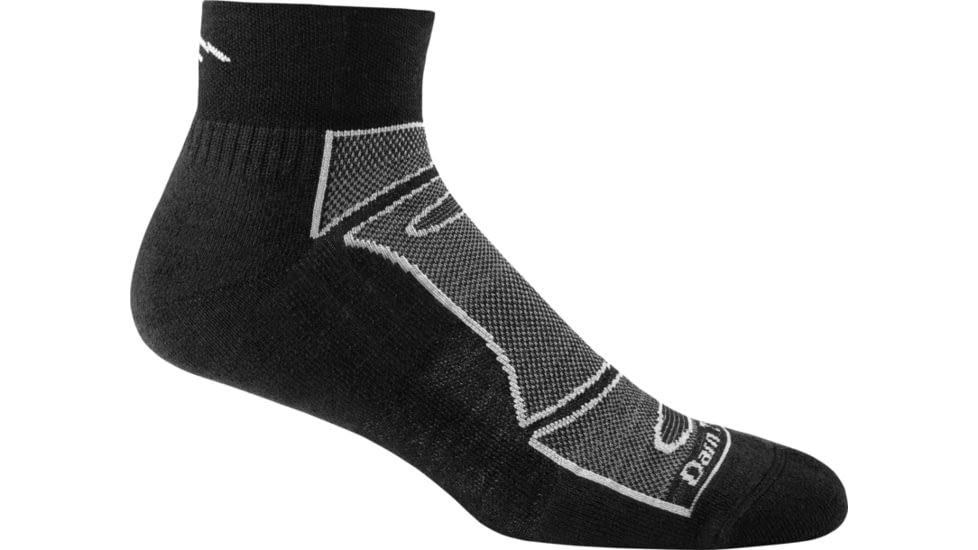 Darn Tough 1/4 Light Cushion Sock - Mens, Black/Gray, Small, 1723-BLACK/GRAY-S-DARN
