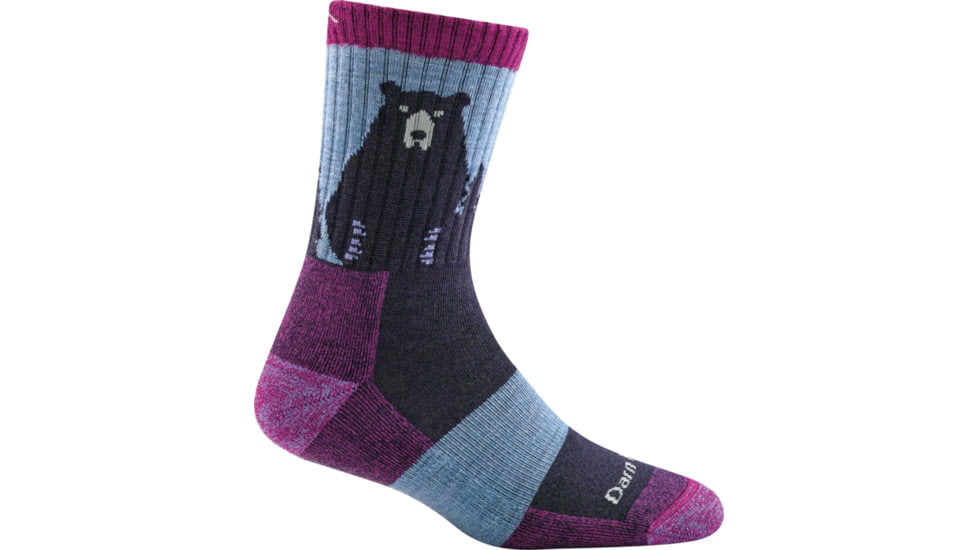 Darn Tough Bear Town Micro Crew Light Cushion Sock - Womens, Purple, Large, 1970-PURPLE-L-DARN