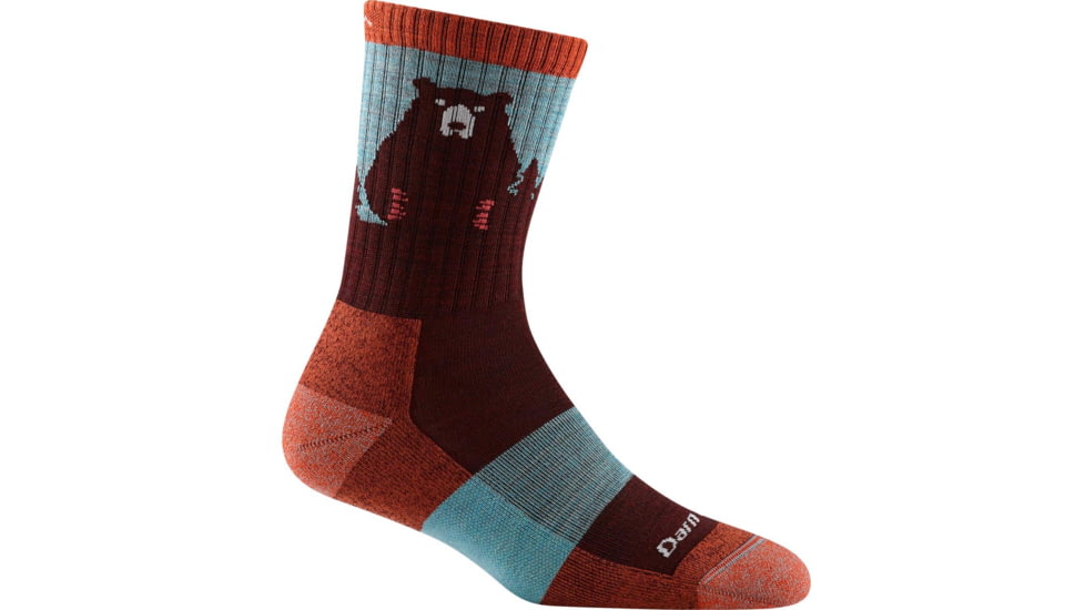 Darn Tough Bear Town Micro Crew Lightweight Sock with Cushion - Womens, Burgundy, Large, 1970-BURGUNDY-L-DARN