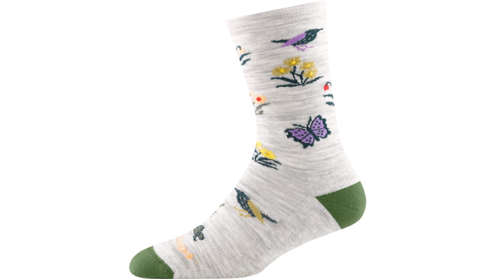 Darn Tough Cottage Bloom Crew Lightweight Sock with Cushion - Womens, Ash, Medium, 6077-ASH-M-DARN