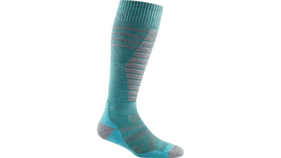 Darn Tough Edge OTC Midweight Sock with Cushion w/ Padded Shin, Female, Aqua, Large, 8013-AQUA-L-DARN