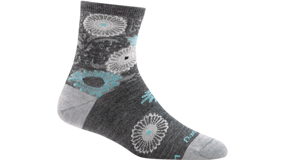 Darn Tough Floral Shorty Sock - Womens, Gray, Small, 1665-GRAY-S-DARN