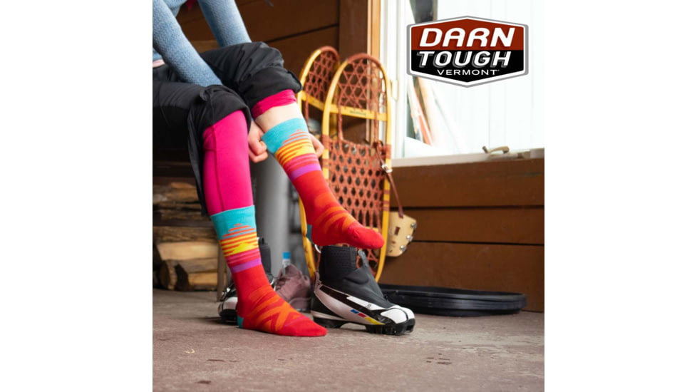 Darn Tough Lillehammer Nordic Boot Lightweight Ski Sock - Womens, Red, Medium, 8031-RED-M-DARN