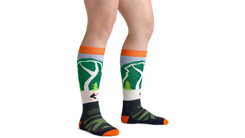 Darn Tough Pow Cow Over-The-Calf Midweight Sock - Kids, Green, Small, 3036-GREEN-S-DARN