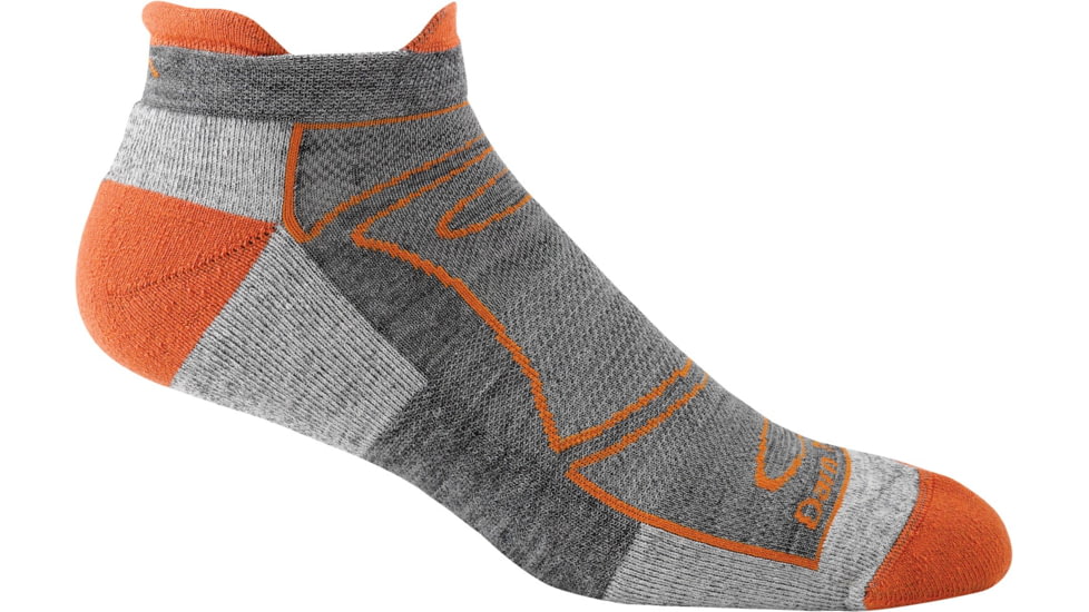 Darn Tough Run/Bike No-Show Light Cushion Sock - Men's-X-Large-Orange/Gray