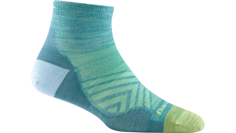 Darn Tough Run Quarter Ultra-Lightweight Running Socks - Womens, Aqua, Small, 1044-AQUA-S-DARN