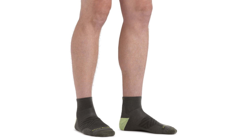 Darn Tough Run Quarter Ultra-Lightweight w/ Cushion Running Sock - Mens, Fatigue, Large, 1040-FATIGUE-L-DARN