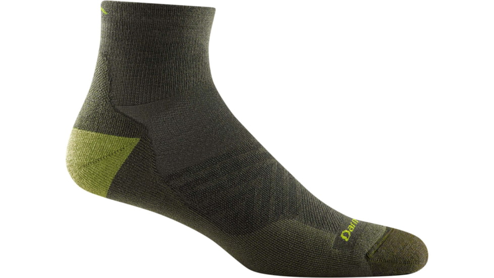 Darn Tough Run Quarter Ultra-Lightweight w/ Cushion Running Sock - Mens, Fatigue, Large, 1040-FATIGUE-L-DARN