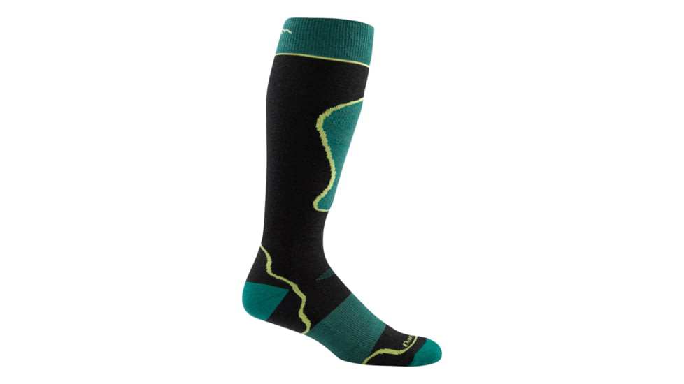 Darn Tough Ski/Ride Over-The-Calf Padded Cushion Sock - Men's-Black/Green-Large