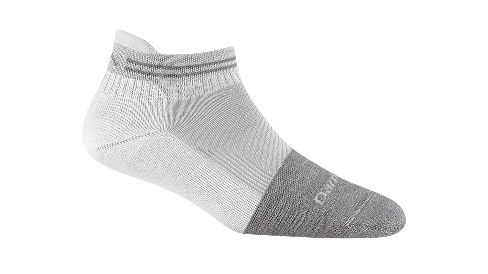 Darn Tough Steely No Show Tab Lightweight Socks w/ Full Cushion Toe Box - Womens, Cement White, Large, 2210-CEMENT-WHITE-L-DARN