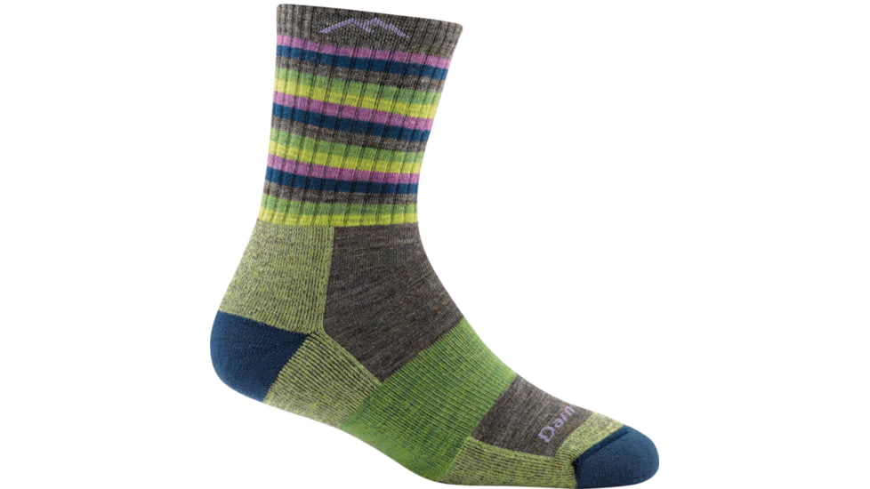Darn Tough Stripes Micro Crew Cushion Sock - Womens, Lime Stripe, Small, 1904-LIME-STRIPE-S-DARN