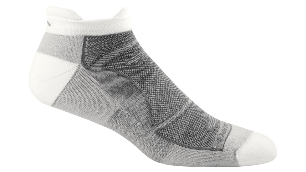 Darn Tough Tab No Show Light Cushion Sock - Mens, White/Gray, 2XL, 1722-WHITE/GRAY-XXL-DARN